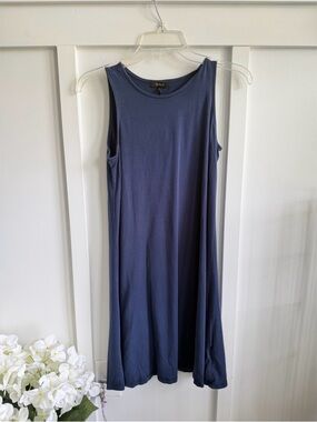 Quince Navy Blue Sleeveless Midi Dress | Relaxed Fit | Size S